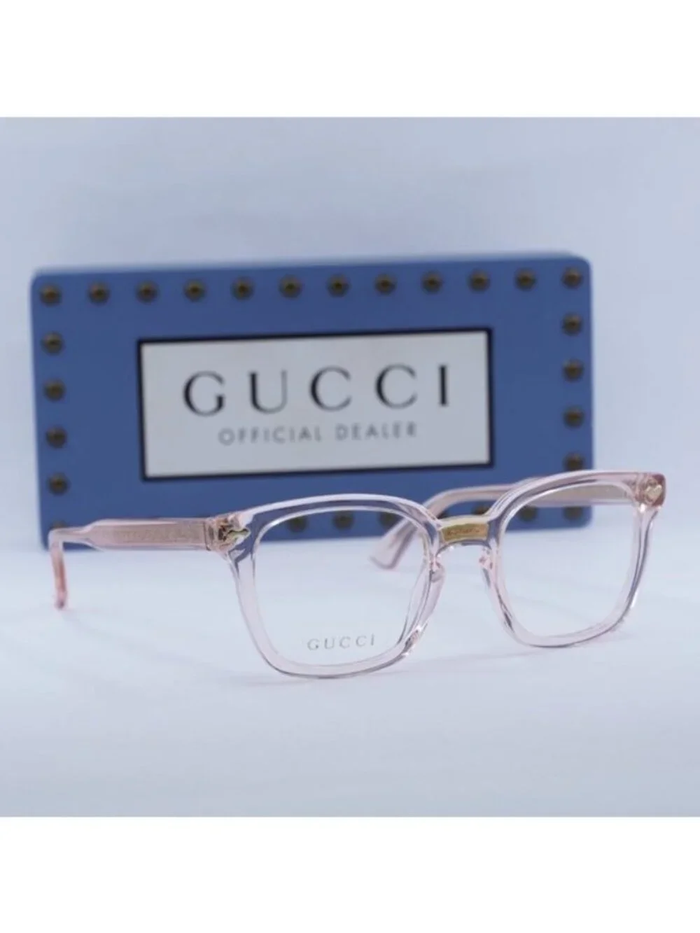 Gucci GG0184O 013 Square Eyeglasses - Transparent Pink 50mm